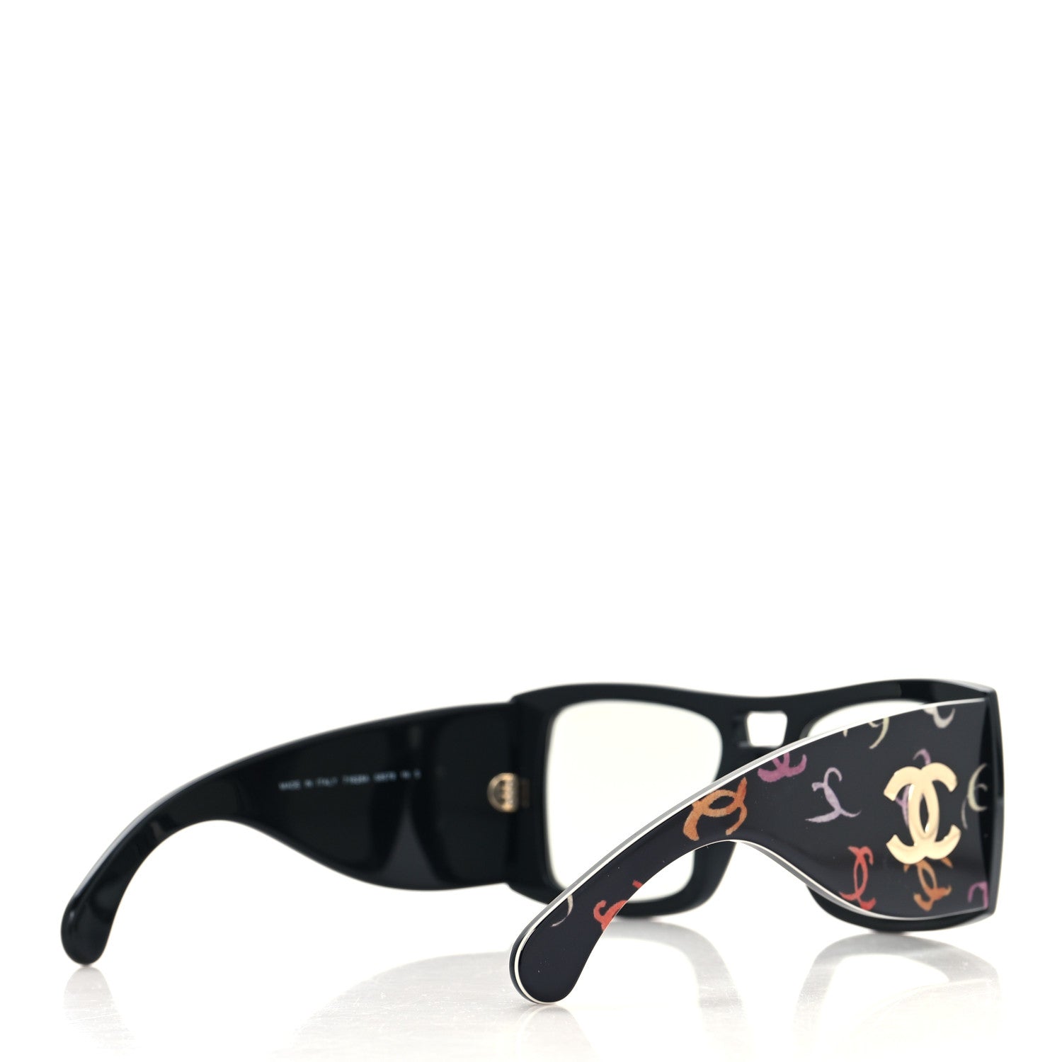 Chanel Acetate CC Logo Square Sunglasses 71628 Black Multicolor 4 of 8