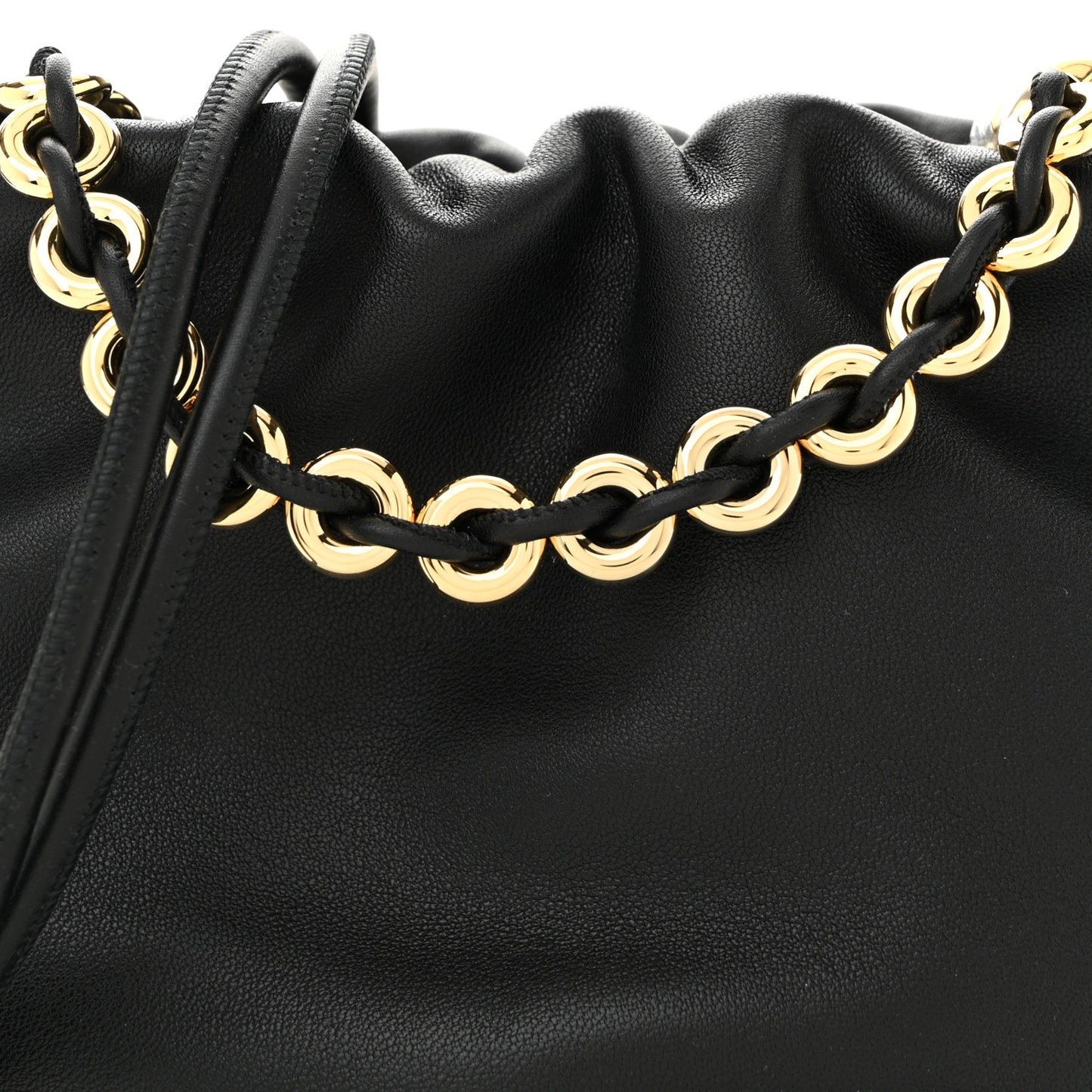 Mellow Nappa Donut Chain Mini Flamenco Knot Clutch Black