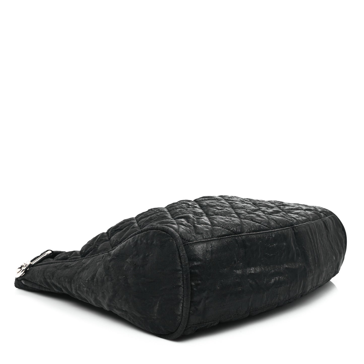 Crinkled Coated Canvas Le Marais Hobo Black