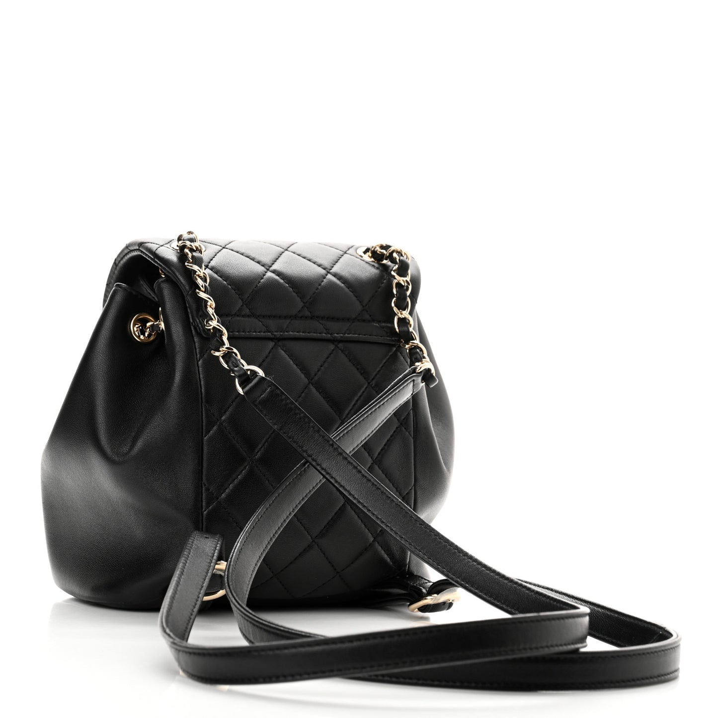 Lambskin Quilted Small Duma Drawstring Backpack Black