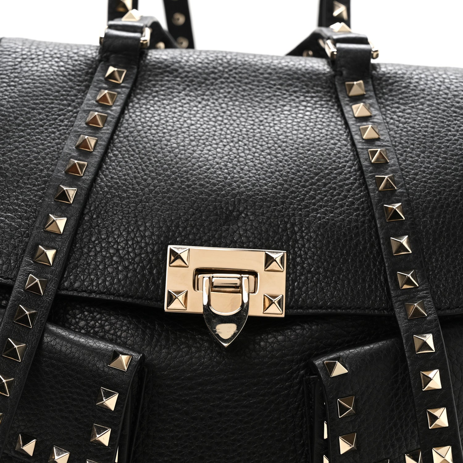 Valentino Garavani Pebbled Calfskin Rockstud Double Pocket Backpack Black 12 of 17