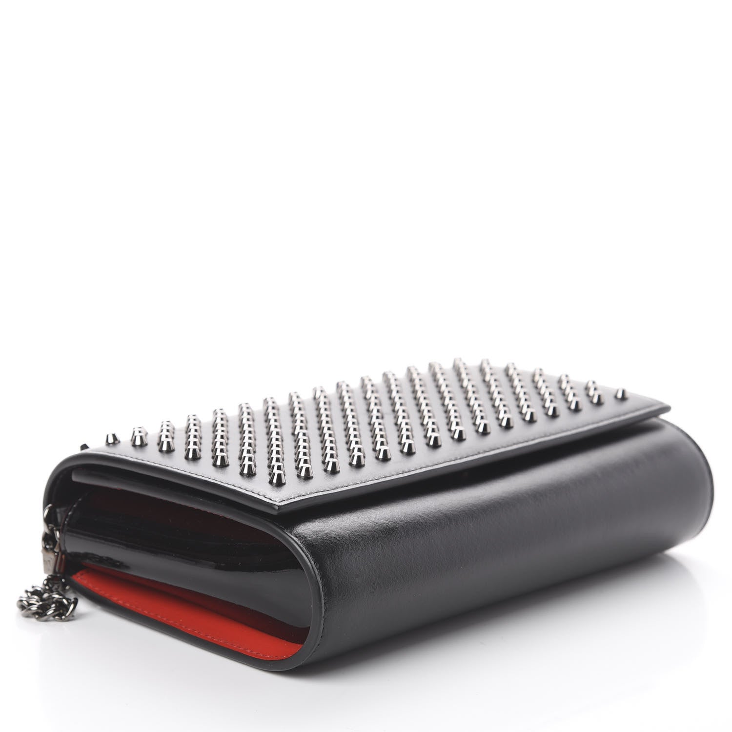 Christian Louboutin Calfskin Patent Spikes Paloma Clutch Black 3 of 8