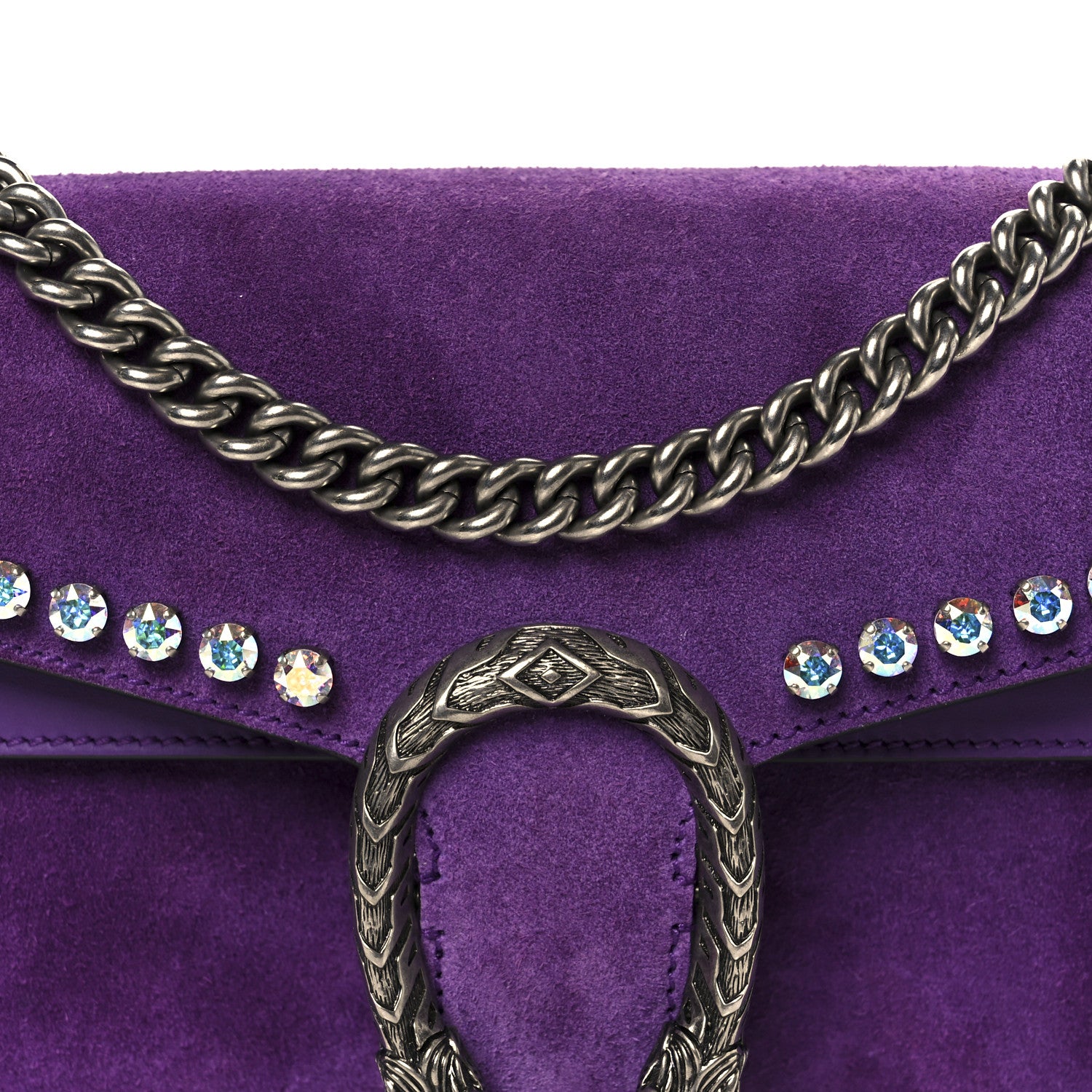 Gucci Suede Crystal Small Dionysus Shoulder Bag Bright Purple 8 of 10