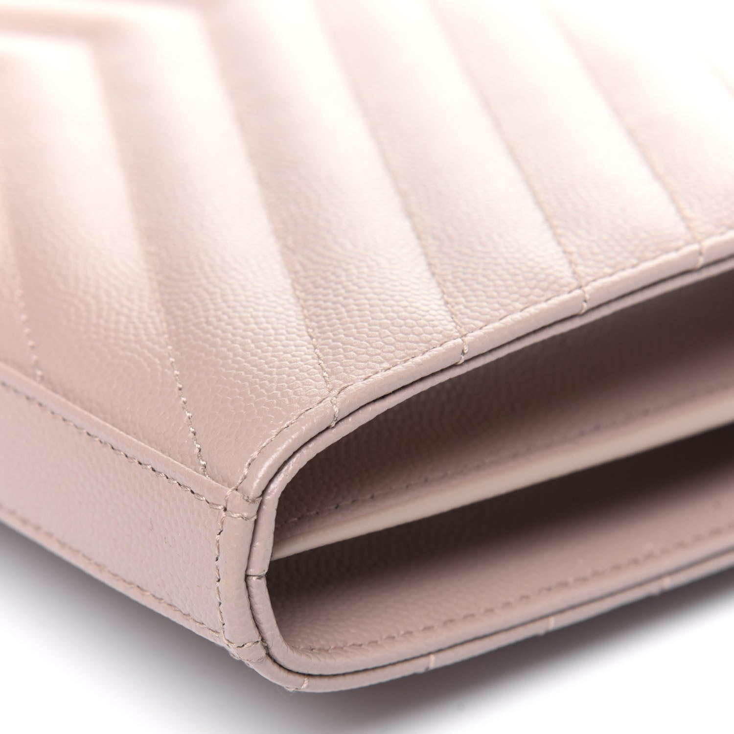 Saint Laurent Grain De Poudre Matelasse Chevron Monogram Chain Wallet Rose Antic 14 of 18