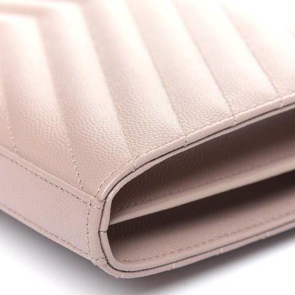Saint Laurent Grain De Poudre Matelasse Chevron Monogram Chain Wallet Rose Antic 14 of 18
