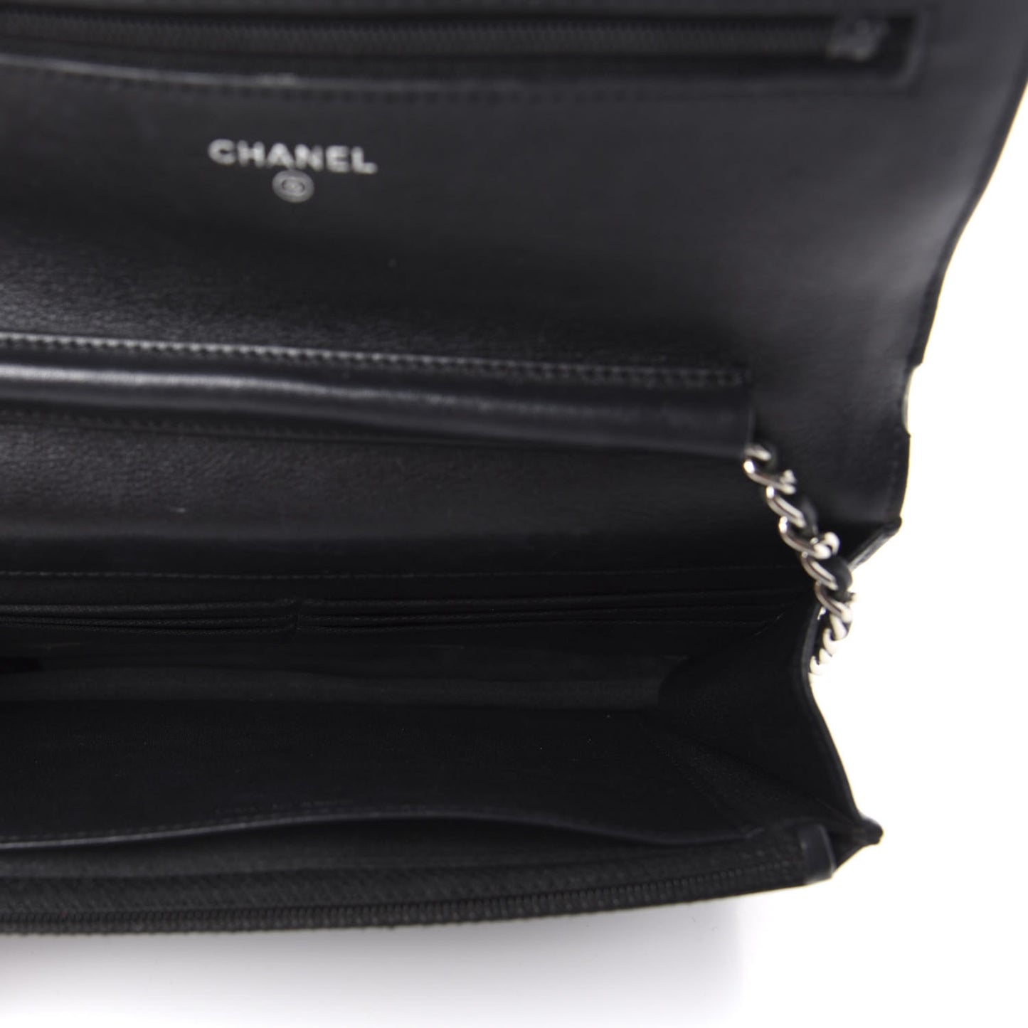 Patent Camellia Embossed Wallet On Chain WOC Brown