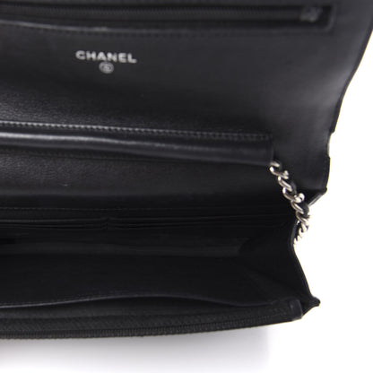 Chanel Patent Camellia Embossed Wallet On Chain WOC Brown 5 of 9