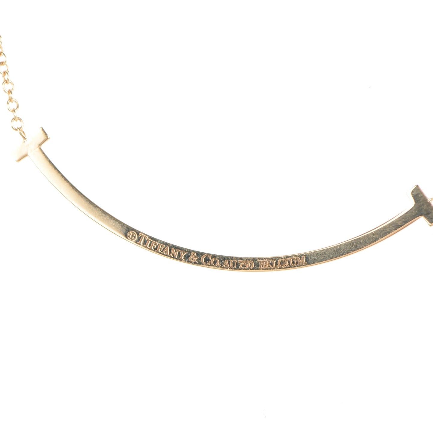18K Yellow Gold Diamond Small T Smile Pendant Necklace