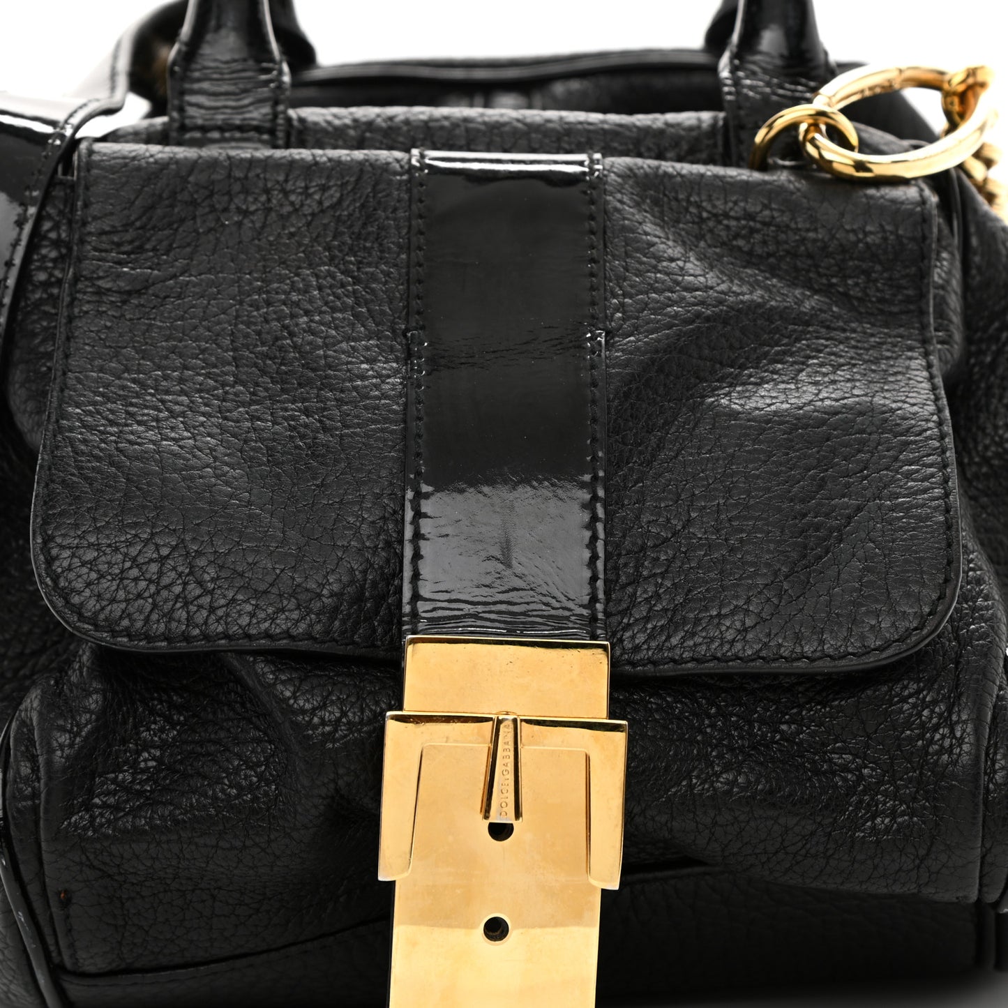 Calfskin Buckle Satchel Black