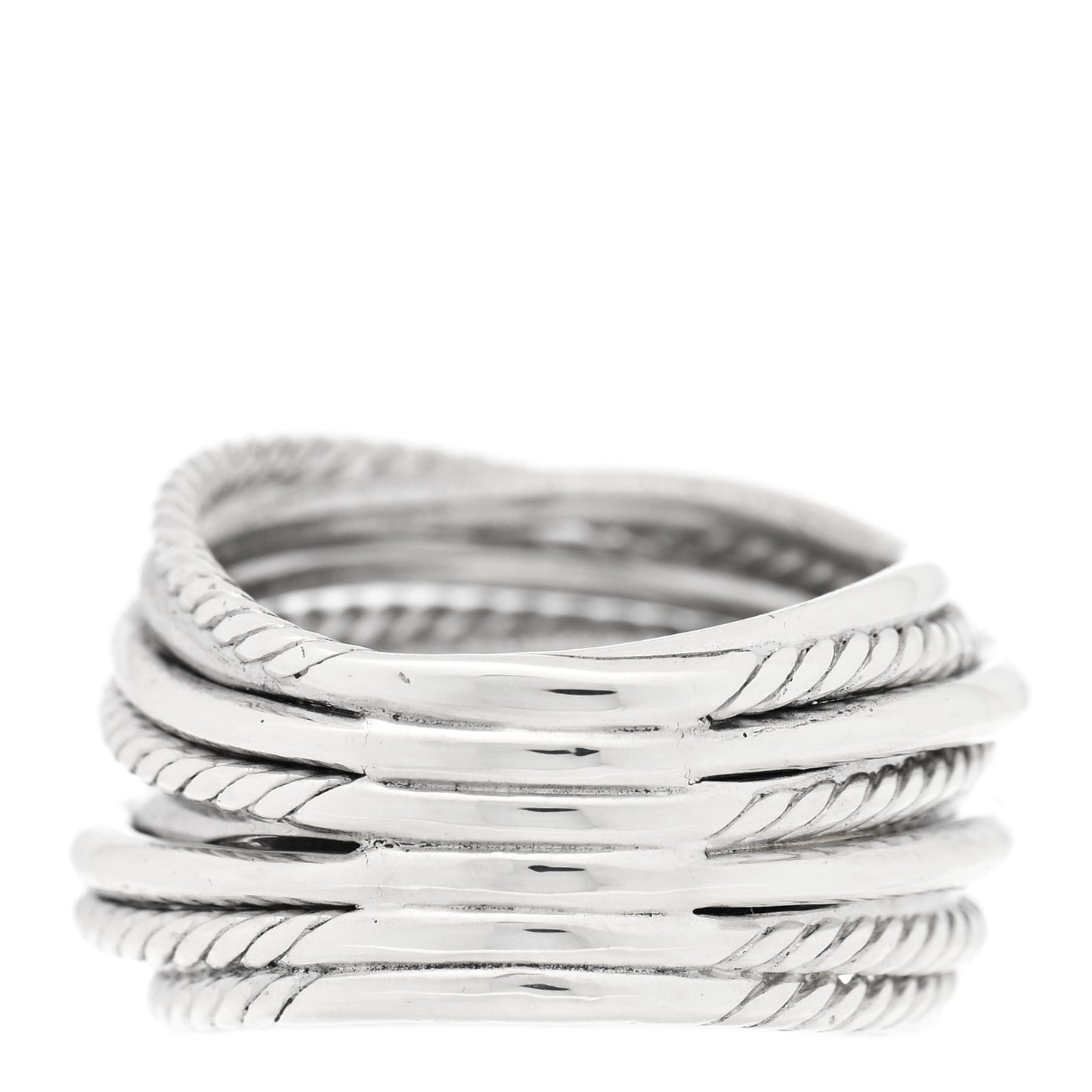 Sterling Silver Diamond 17.8mm Crossover Cable Ring 54 6.75