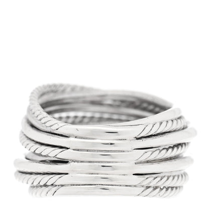 David Yurman Sterling Silver Diamond 17.8mm Crossover Cable Ring 54 6.75 3 of 4