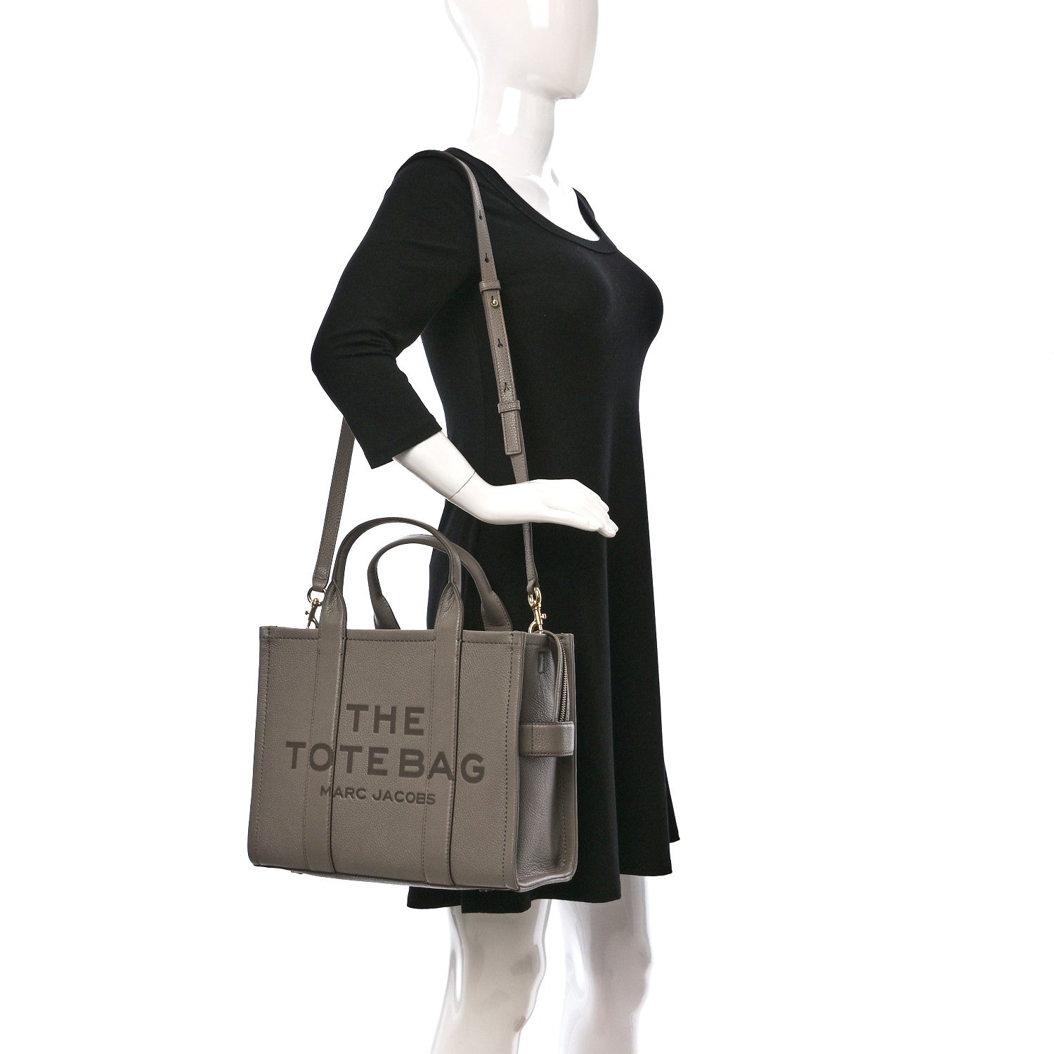 Marc Jacobs Grained Calfskin Medium The Tote Bag Grey 2 of 8