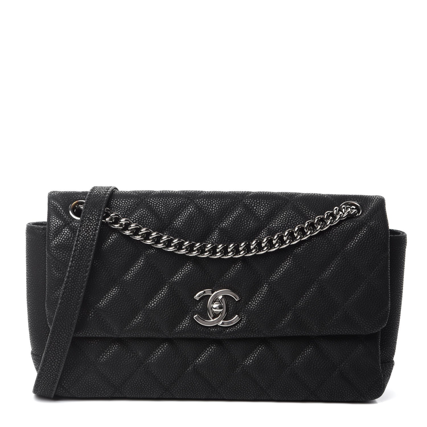 Chanel Iridescent Caviar Quilted Medium Lady Pearly Flap Black 1 of 12