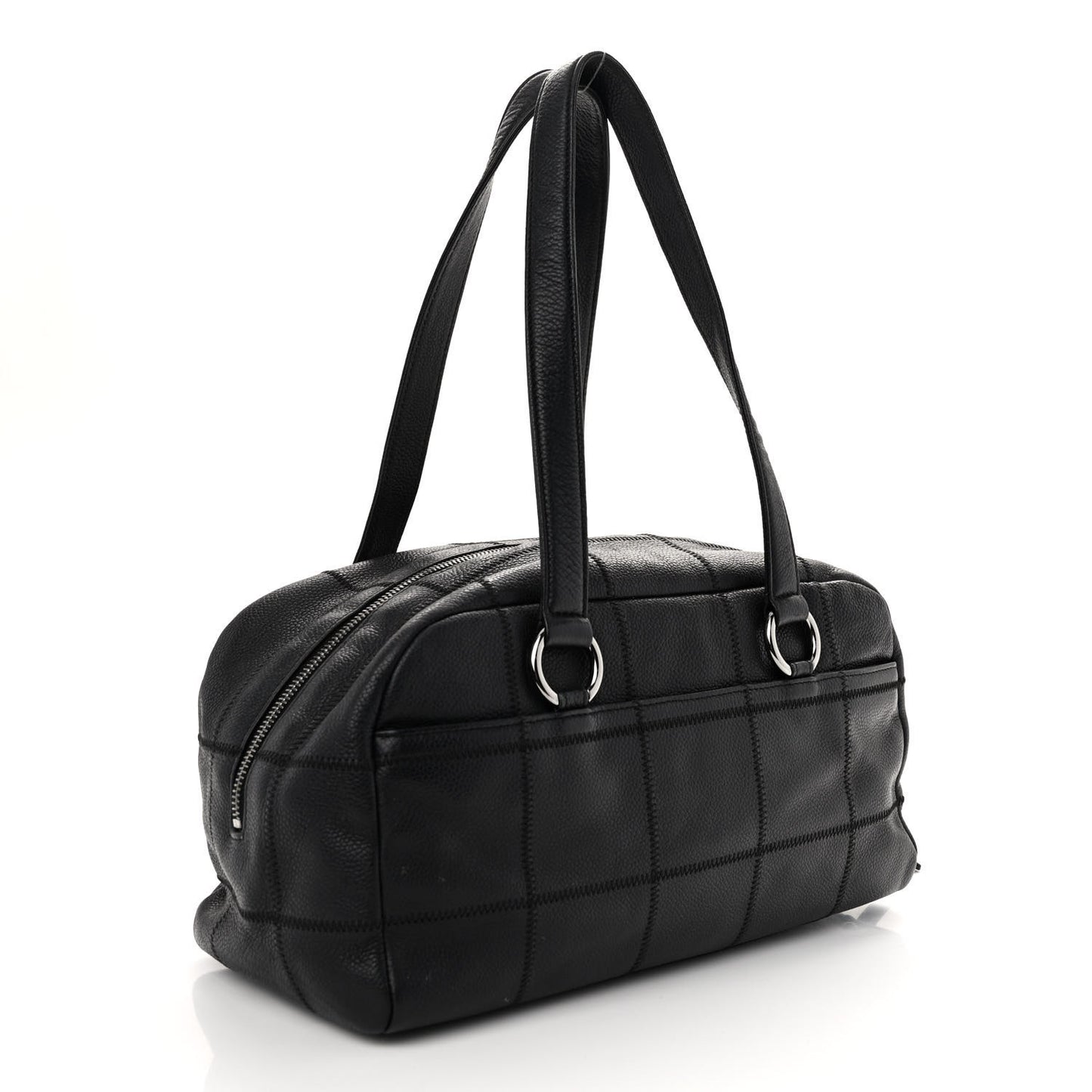 Caviar Square Stitched Bowler Black