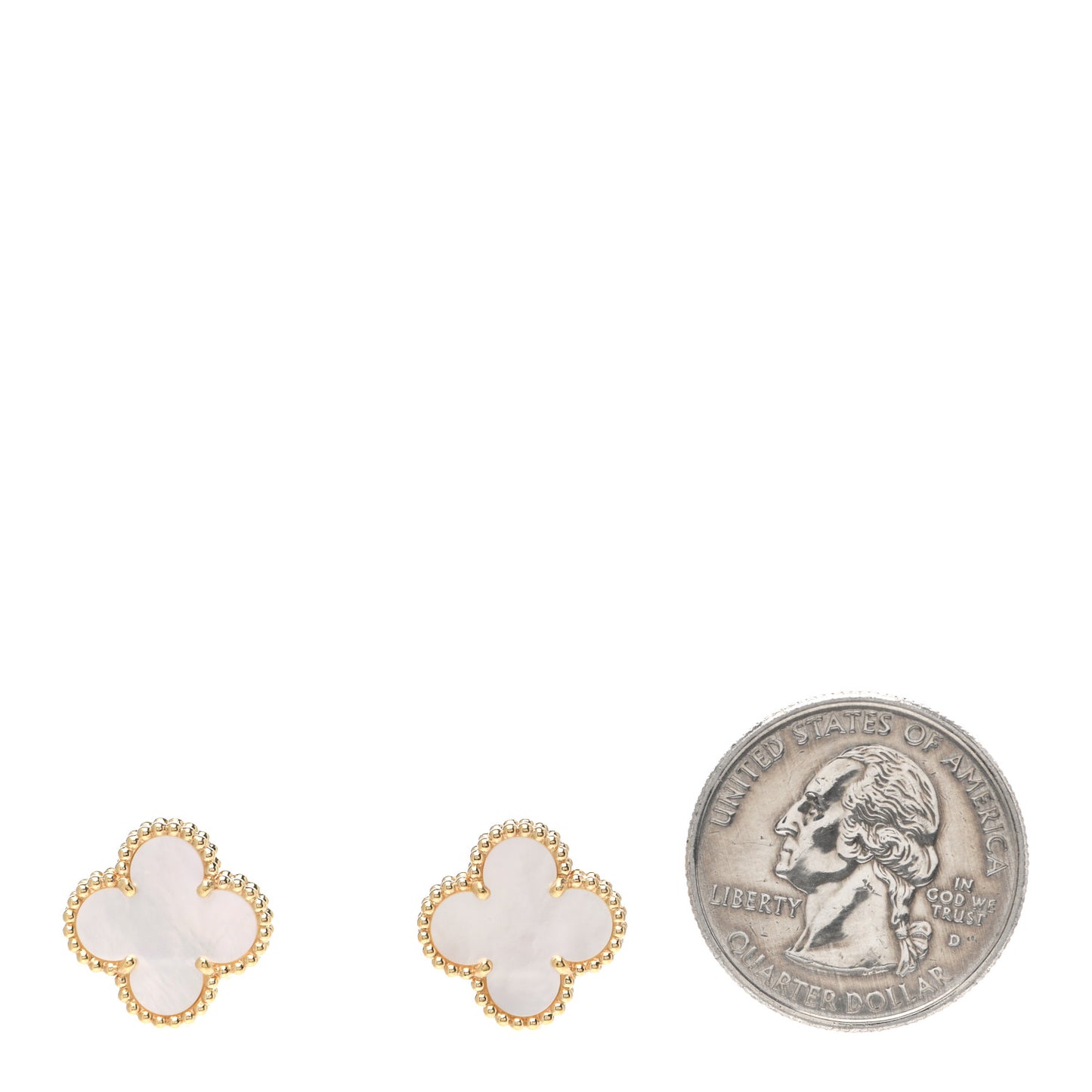 18K Yellow Gold Mother of Pearl Vintage Alhambra Earrings