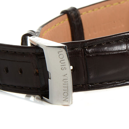 Louis Vuitton Stainless Steel Alligator 39mm Tambour Quartz Watch 4 of 10