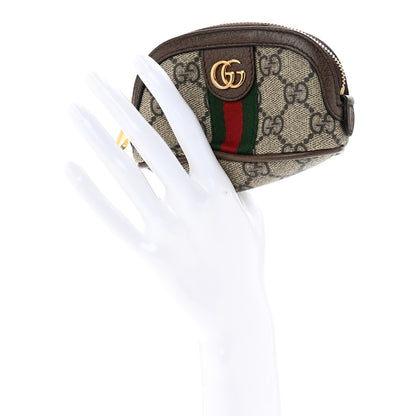 Gucci GG Supreme Monogram Web Ophidia Dome Key Pouch Beige New Acero 2 of 9