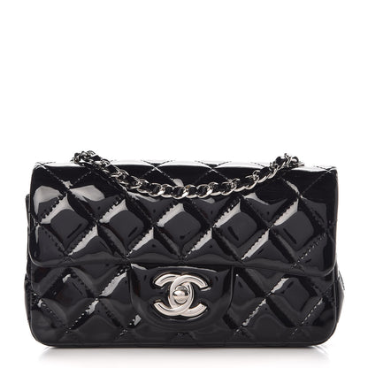 Chanel Patent Calfskin Quilted Extra Mini Rectangular Flap Black 1 of 8