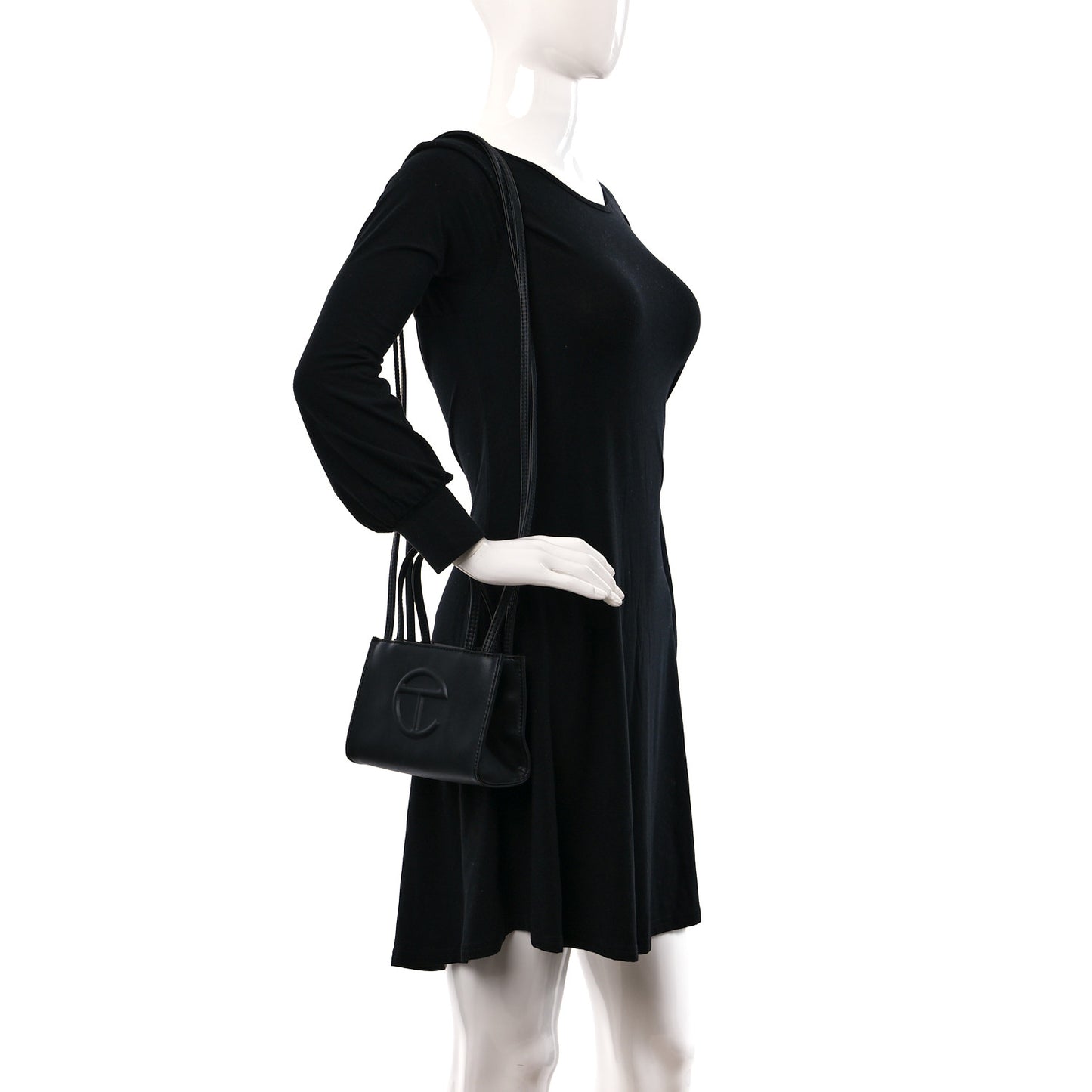Vegan Leather Small Shopping Bag Black