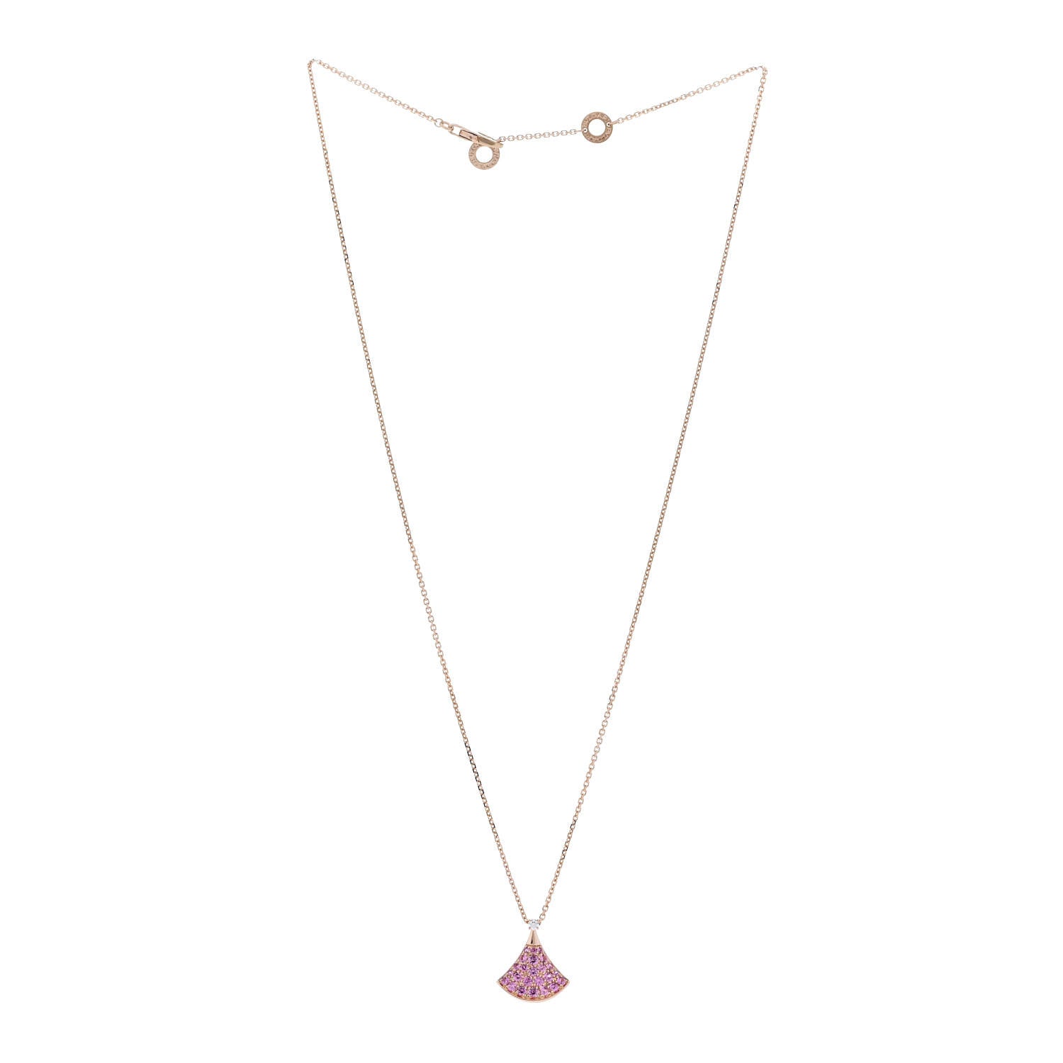 Bulgari 18K Rose Gold Diamond Pink Sapphire Divas' Dream Pendant Necklace 3 of 7