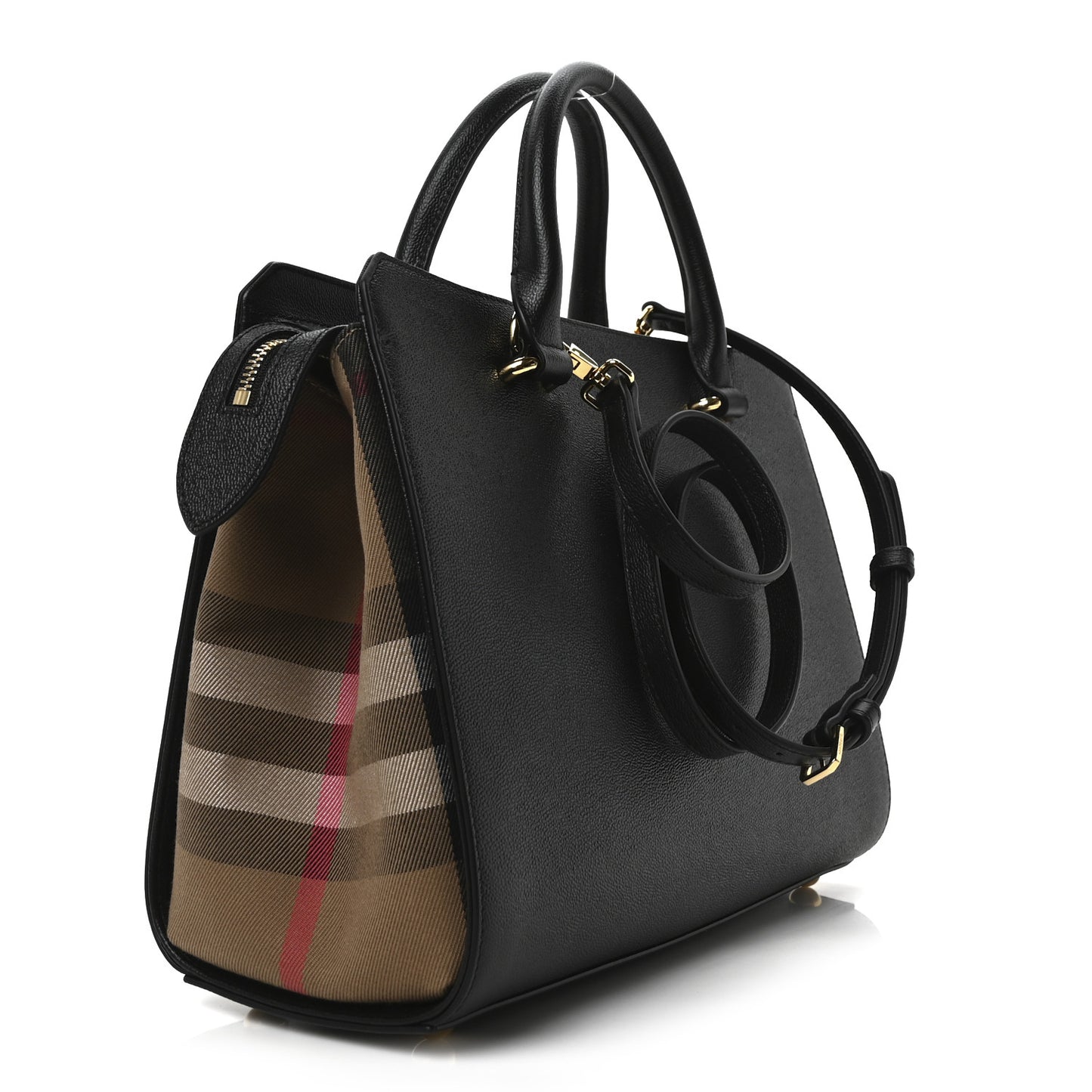 Calfskin Mega Check Small Banwell Tote Black