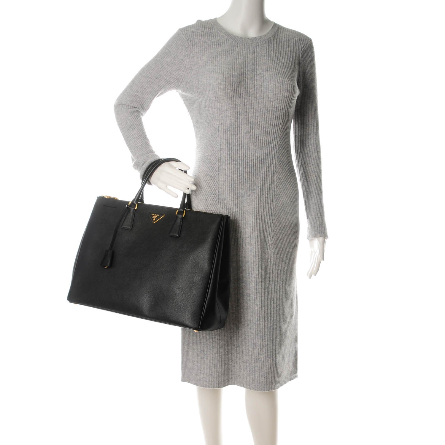 Prada Saffiano Lux Extra Large Galleria Double Zip Tote Black 2 of 8