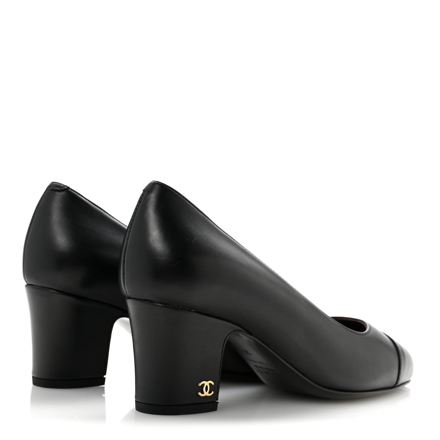 Chanel Lambskin Cap Toe CC Uniform Pumps 35 Black 5 of 11