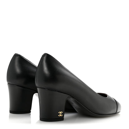 Chanel Lambskin Cap Toe CC Uniform Pumps 35 Black 5 of 11