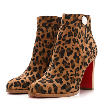Christian Louboutin Veau Velours Rio Leopard Print Janis 85 Booties 39 Caramel 4 of 11
