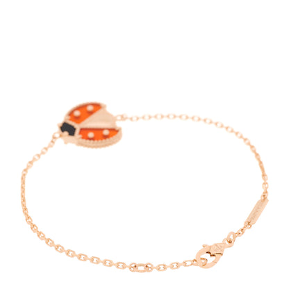 Van Cleef & Arpels 18K Rose Gold Carnelian Onyx Lucky Spring Open Wing Lady Bug Bracelet 3 of 7