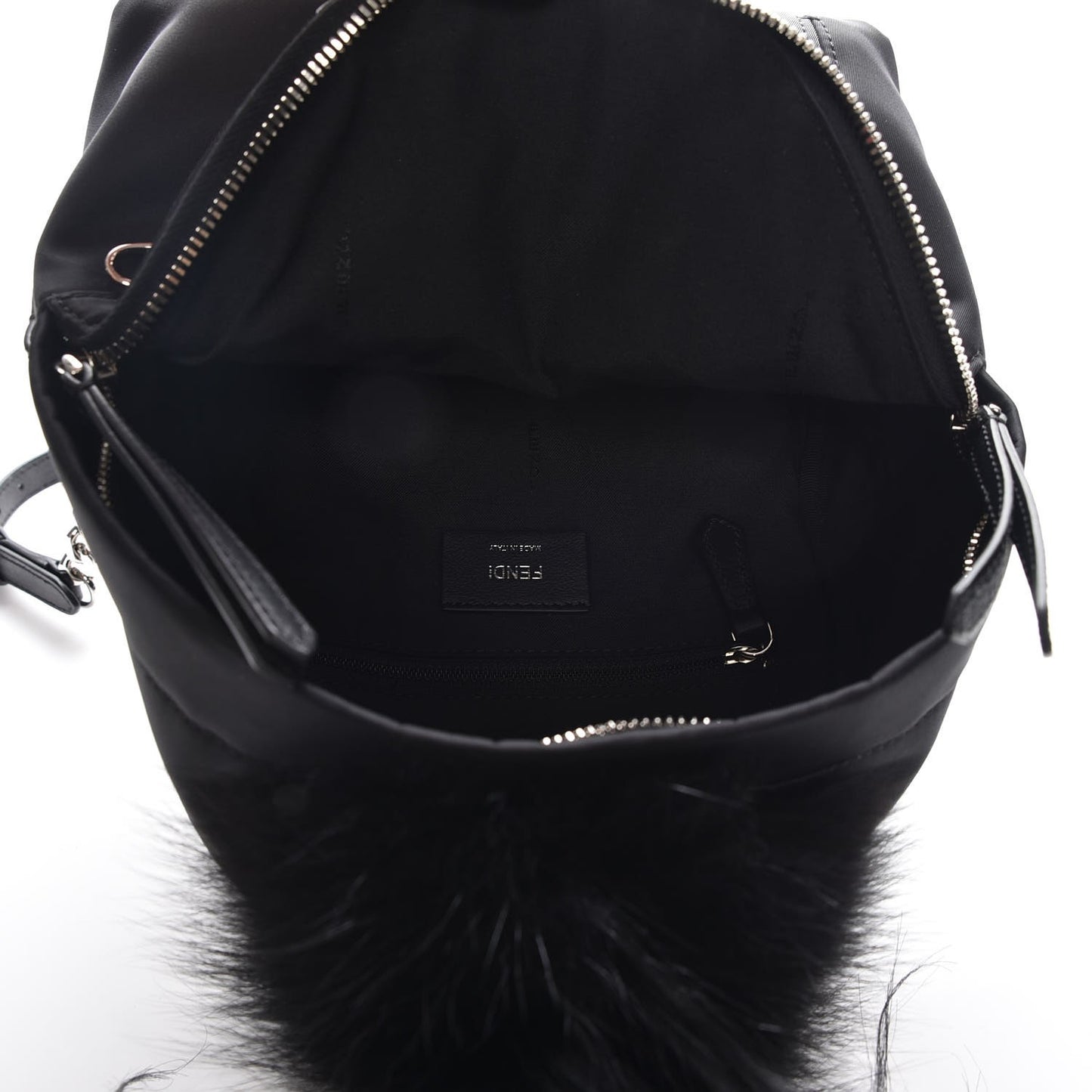 Nylon Vitello Dolce Goat Fox Fur Crocodile Monster Eyes Mini Backpack Black Sunflower