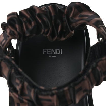 Fendi Satin FF Ruched Sandals 39.5 Tobacco Black 7 of 8