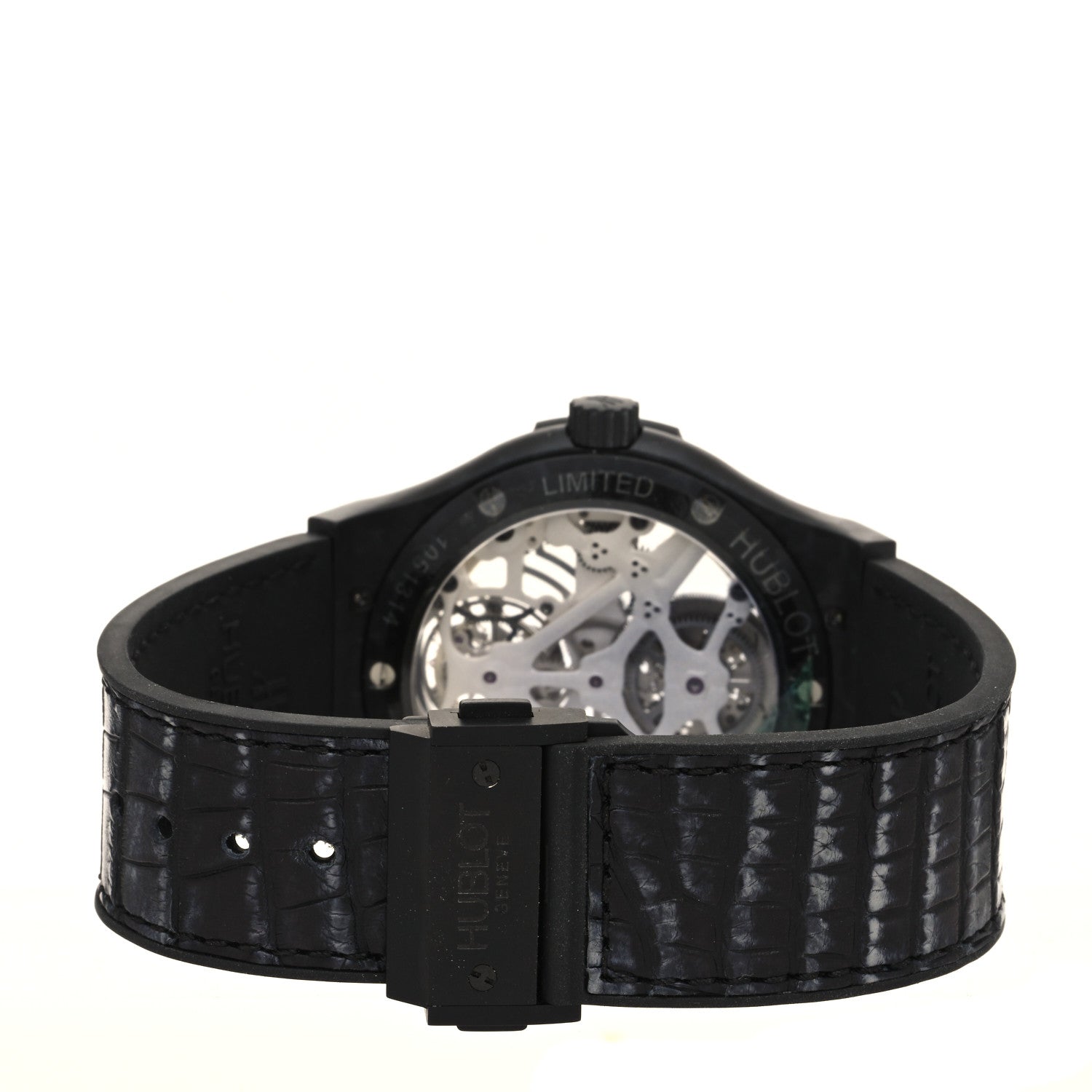 Hublot Ceramic Alligator 45mm Classic Fusion Skeleton Tourbillon Manual Winding Watch Black 505.UC.0170.VR.SKULL 3 of 4