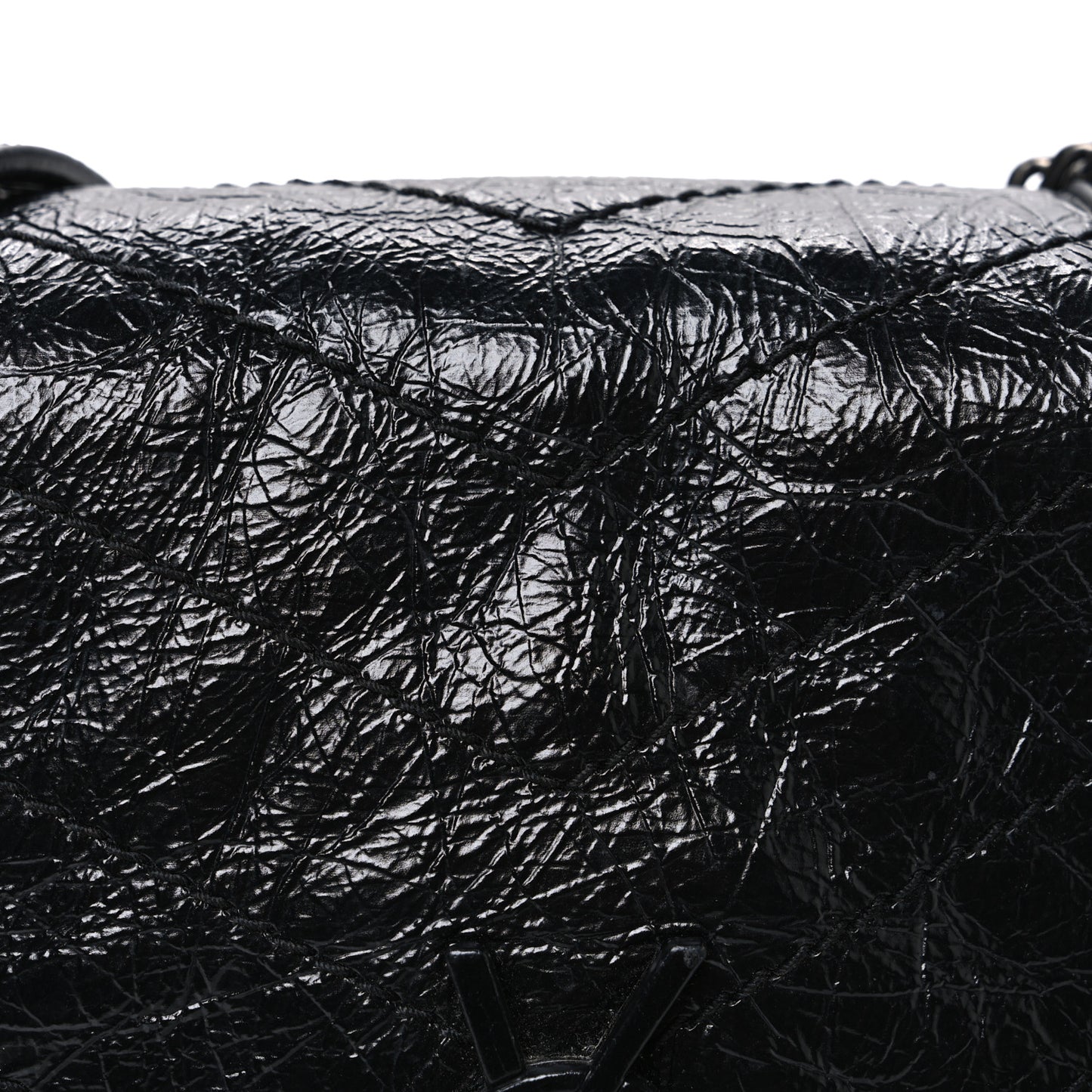 Crinkled Calfskin Matelasse Monogram Niki Chain Wallet Black