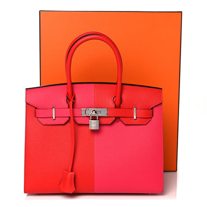 Hermes Epsom Casaque Birkin Sellier 30 Rouge Coeur Rose Extreme Bleu Zanzibar 10 of 10