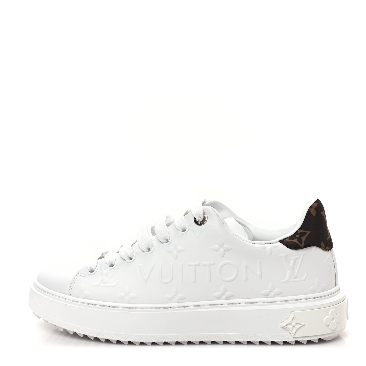 Lambskin Embossed Monogram Time Out Sneakers 39 White