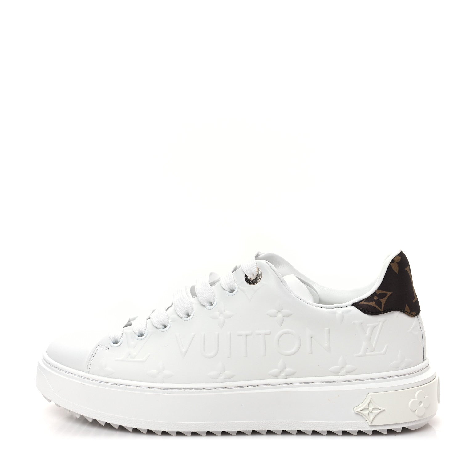 Louis Vuitton Lambskin Embossed Monogram Time Out Sneakers 39 White 1 of 8