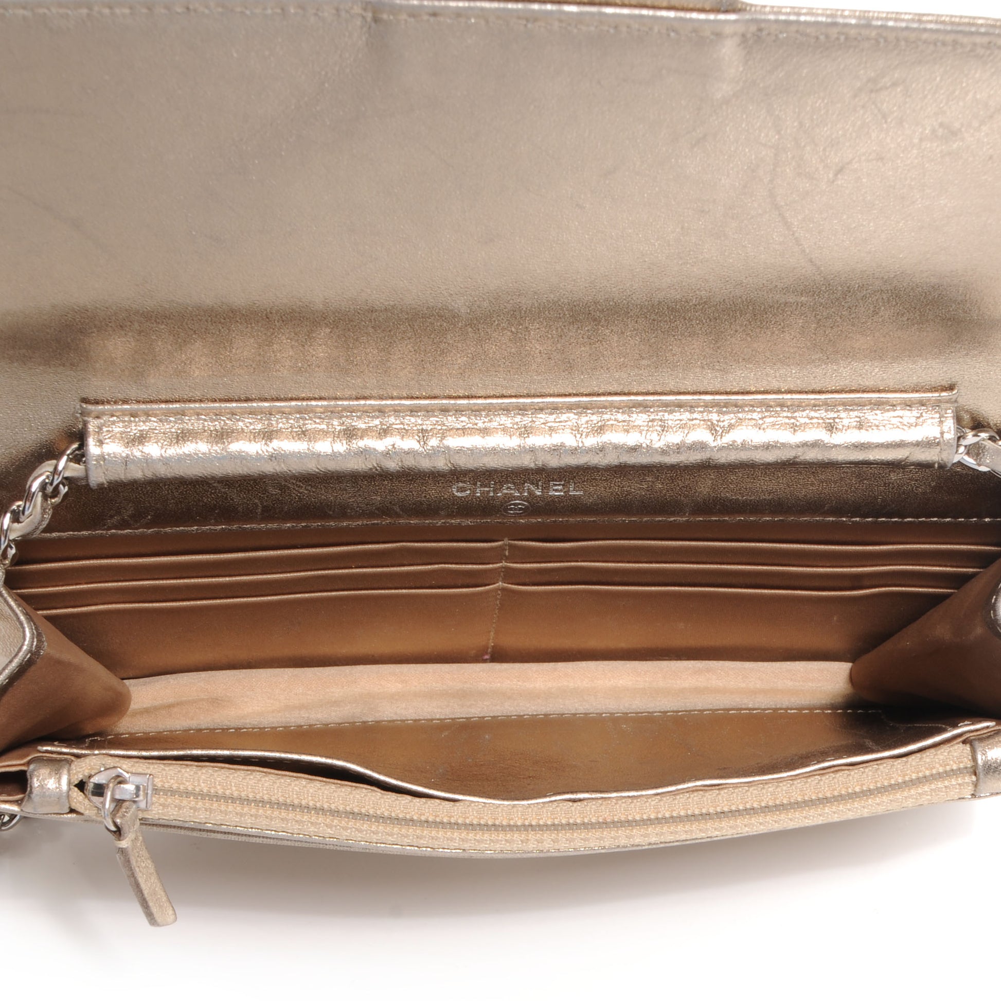 Chanel Nylon Travel Wallet On Chain WOC Metallic Gold 5 of 8
