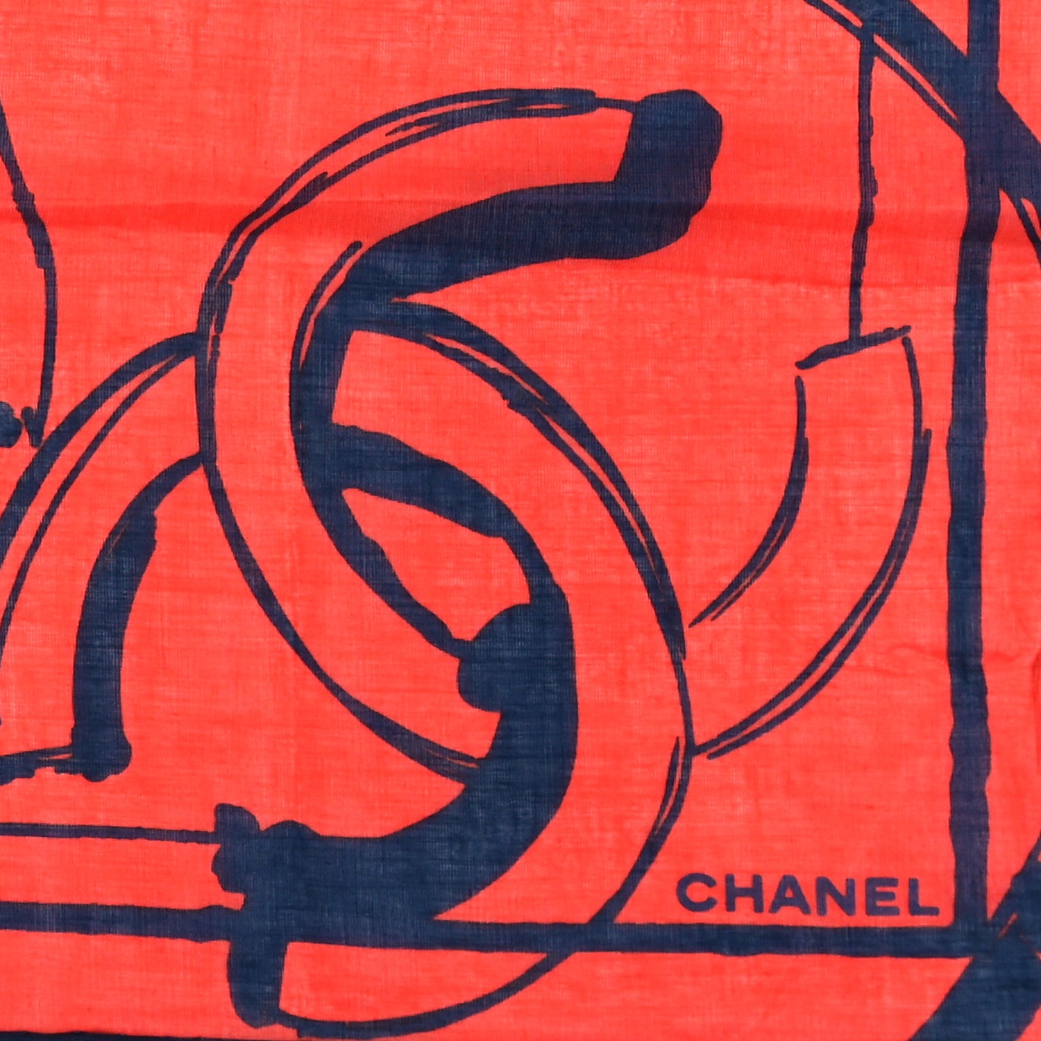 Chanel Silk Print CC Square Scarf Blue Red 2 of 3