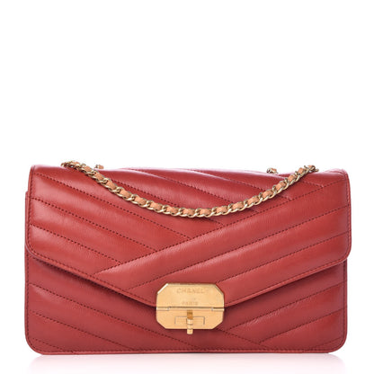Chanel Calfskin Chevron Quilted Gabrielle Flap Red 1 of 12