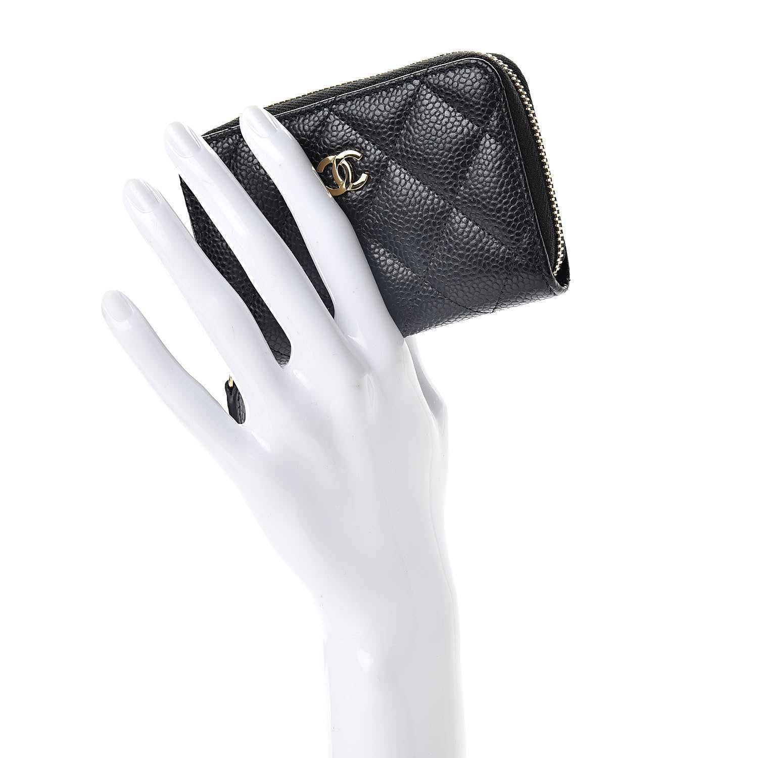 Chanel Caviar Quilted Zip Coin Purse Black 2 of 8