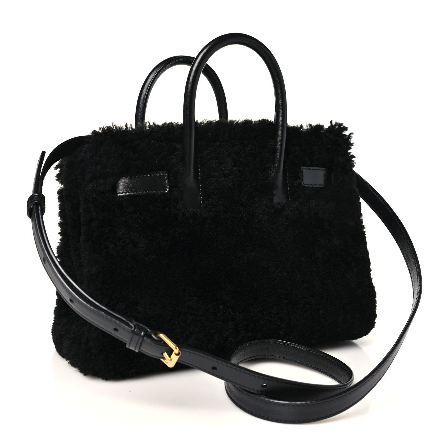 Saint Laurent Shearling Nano Sac De Jour Black 3 of 8