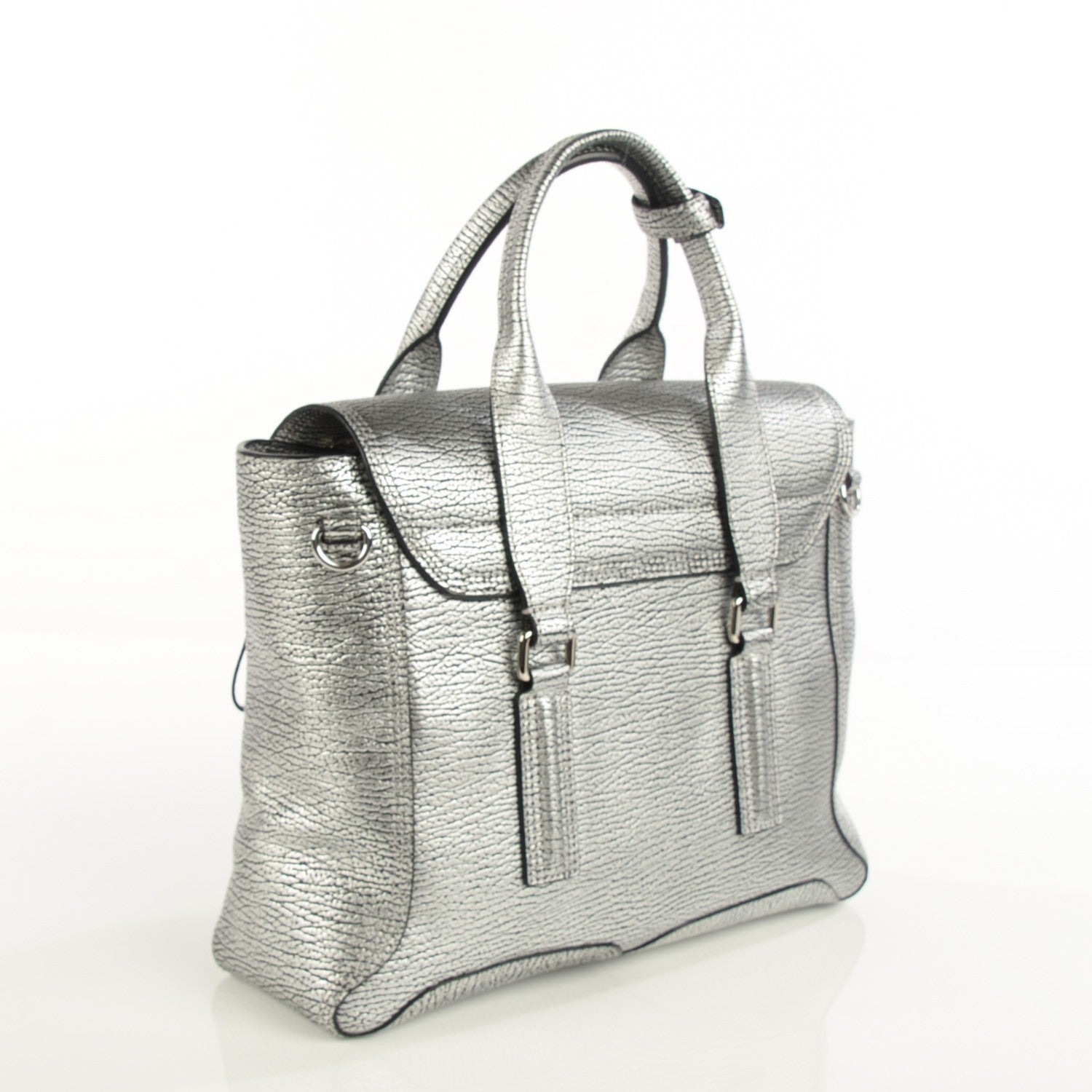 3.1 Phillip Lim 3.1 Textured Calfskin Medium Pashli Satchel Silver 5 of 11
