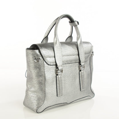 3.1 Phillip Lim 3.1 Textured Calfskin Medium Pashli Satchel Silver 5 of 11