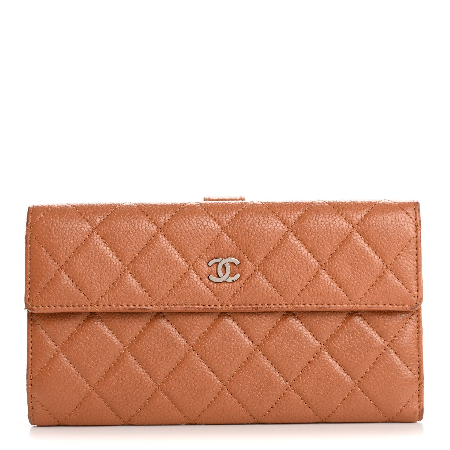 Chanel Caviar Quilted Long Flap Wallet Light Brown 1 of 19