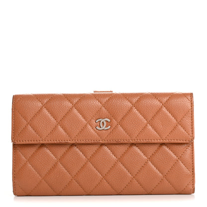 Chanel Caviar Quilted Long Flap Wallet Light Brown 1 of 19
