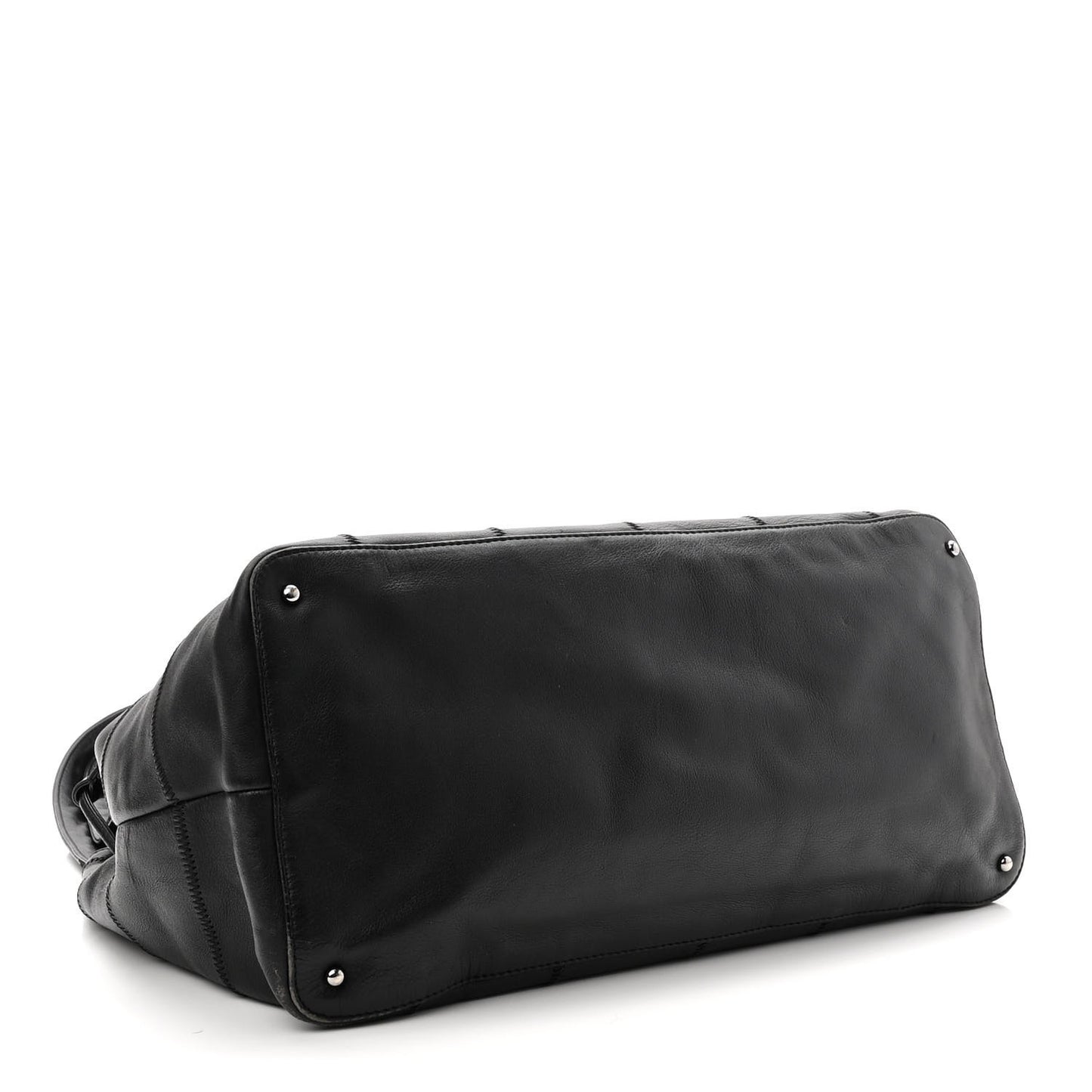 Calfskin Square Stitched Tassel Bag Black