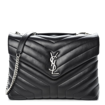 Saint Laurent Calfskin Y Quilted Monogram Medium Loulou Chain Satchel Black 1 of 10