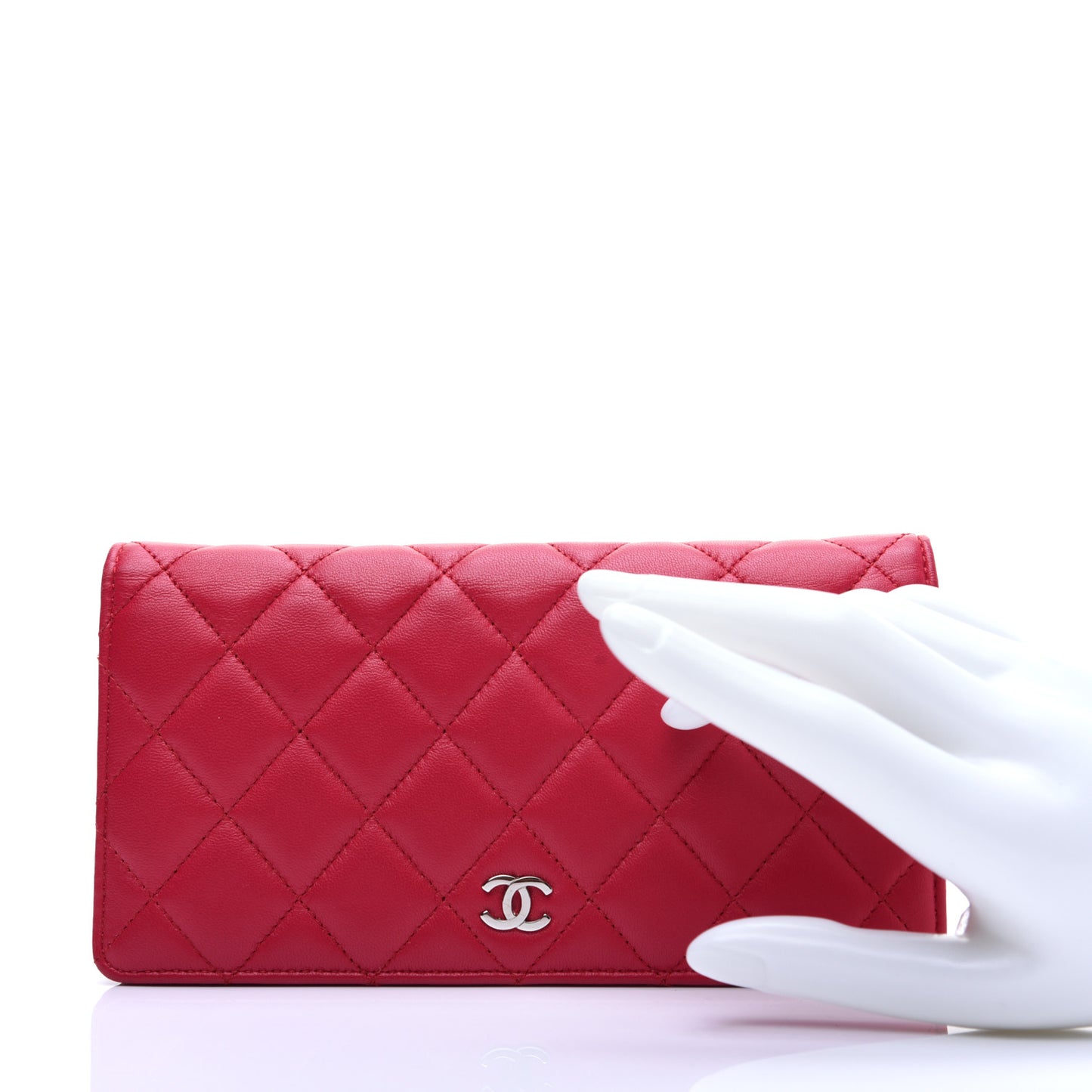 Lambskin Quilted Yen Wallet Fuchsia