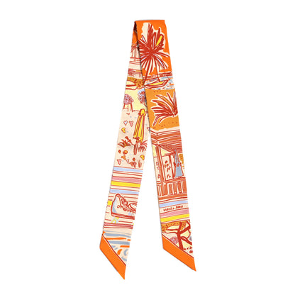 Hermes Silk Rayures D'ete Twilly Orange Corail Bleu 2 of 3
